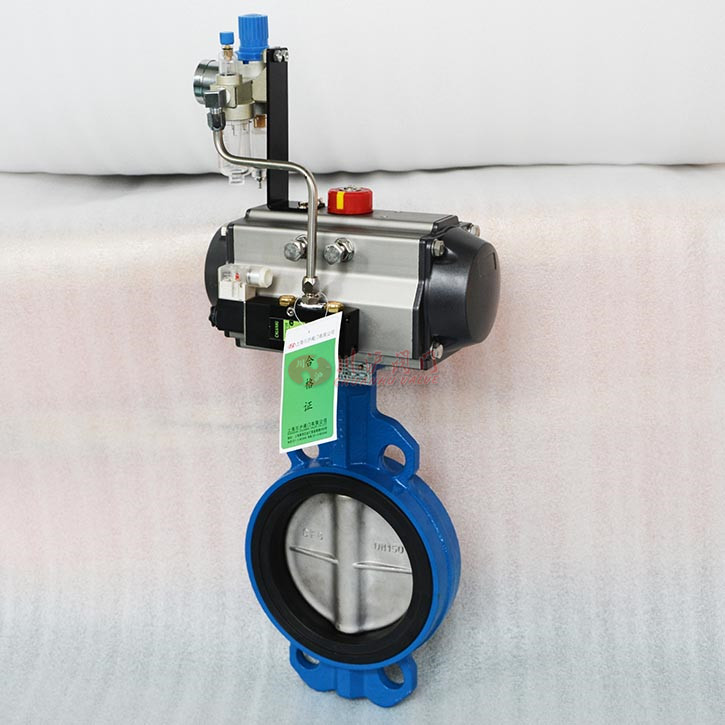 氣動(dòng)對夾蝶閥實(shí)物圖